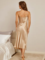 [Champagne] SilkSilky-DK Sleeveless V Neck Natkjole 003