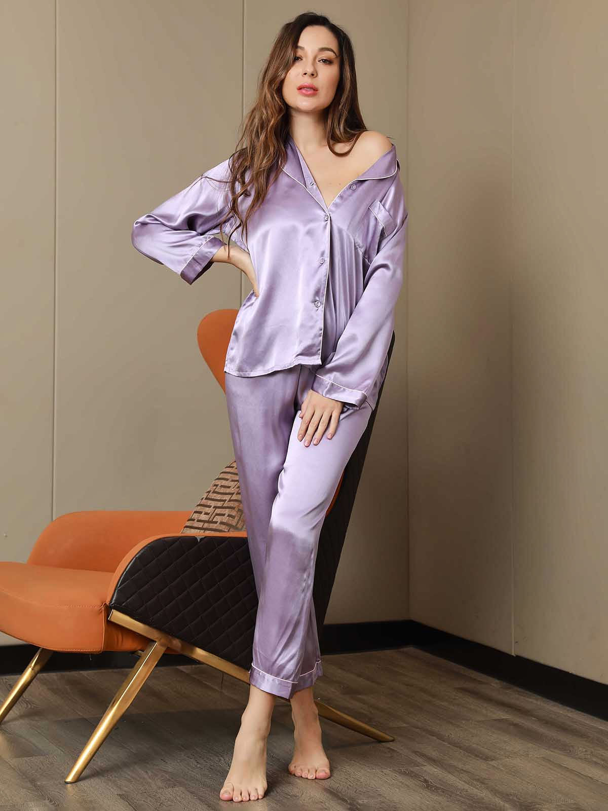 SilkSilky-DK Revers Dame Pyjamas Lavendel 004