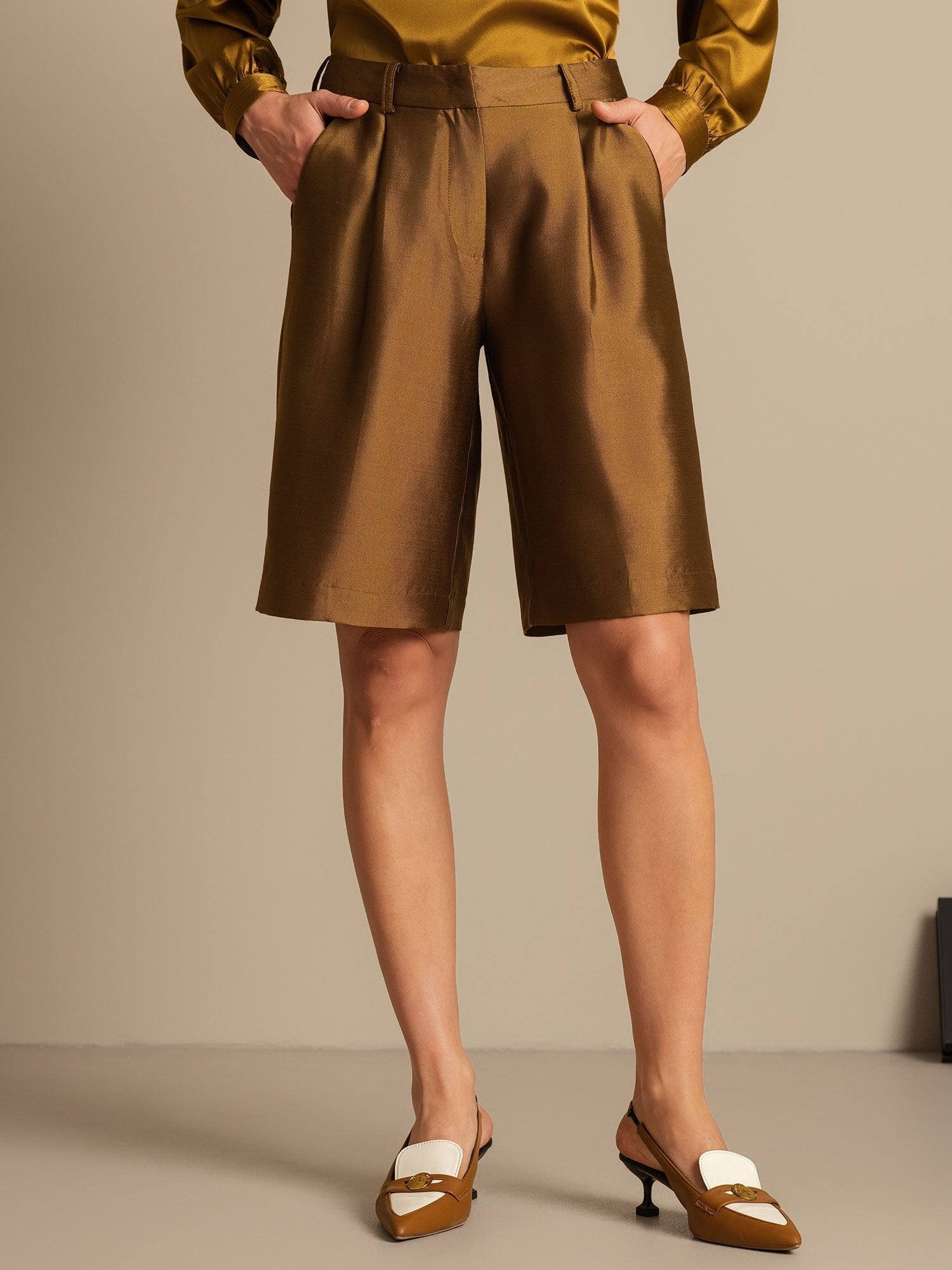 [Bronze] SilkSilky-DK 32Momme Silke Womens Shorts 001,