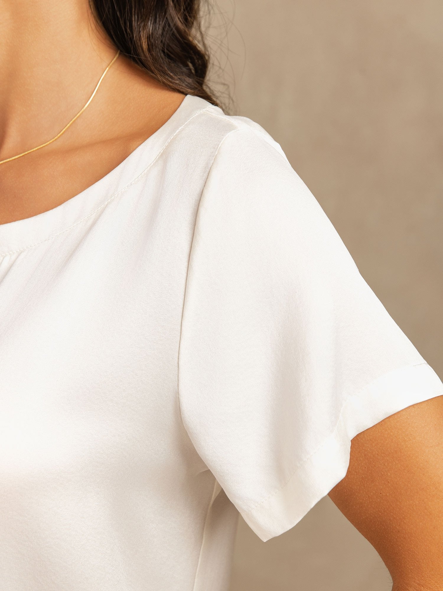 [Hvid] SilkSilky-DK 19Momme Silke Womens Pajamas 004