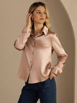 [Toscana] SilkSilky-DK Long Sleeve Lapel Collar Dameskjorte 004