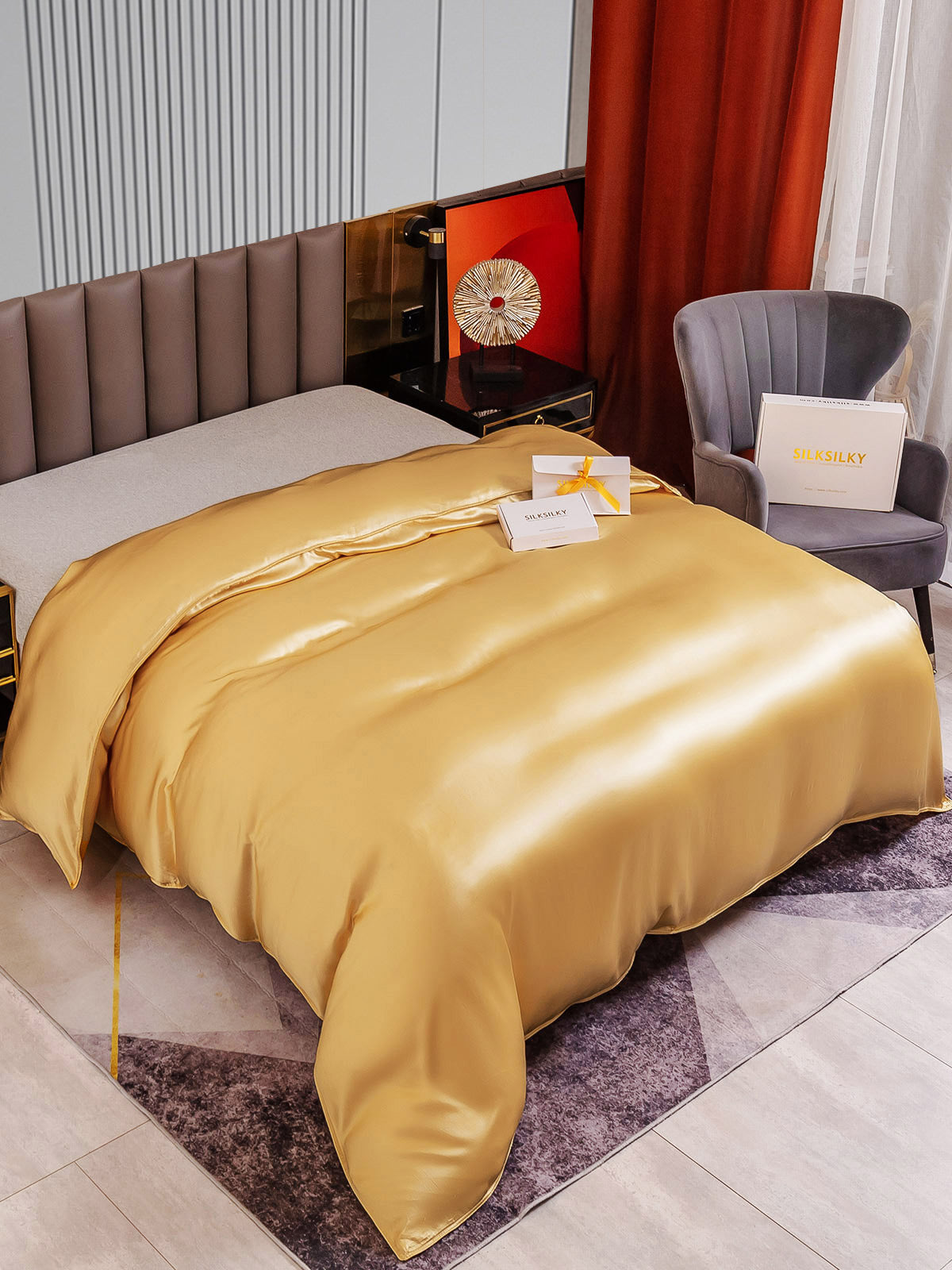 [Champagne] SilkSilky-DK 22Momme Duvet Cover 002
