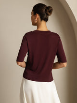 [Windsorvin] SilkSilky-DK Half Sleeve Crew Neck T-shirt til kvinder 002