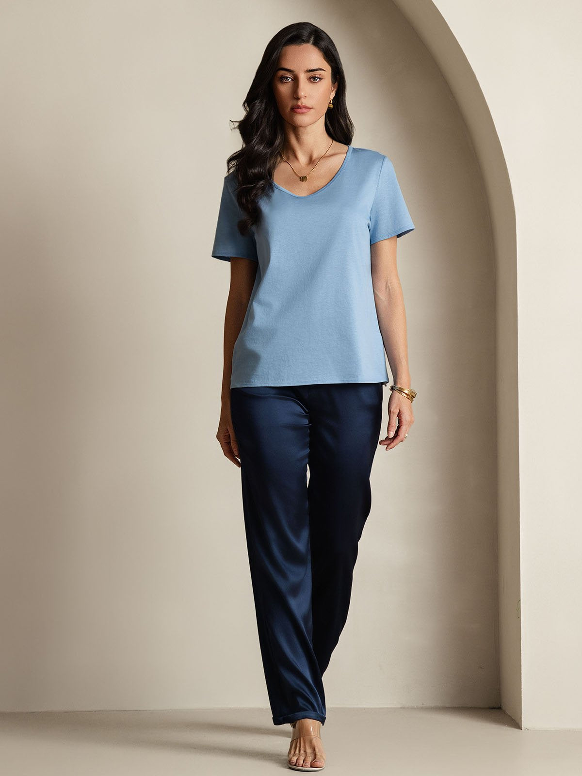 SilkSilky-DK Silke Womens T-Shirt Blå 006