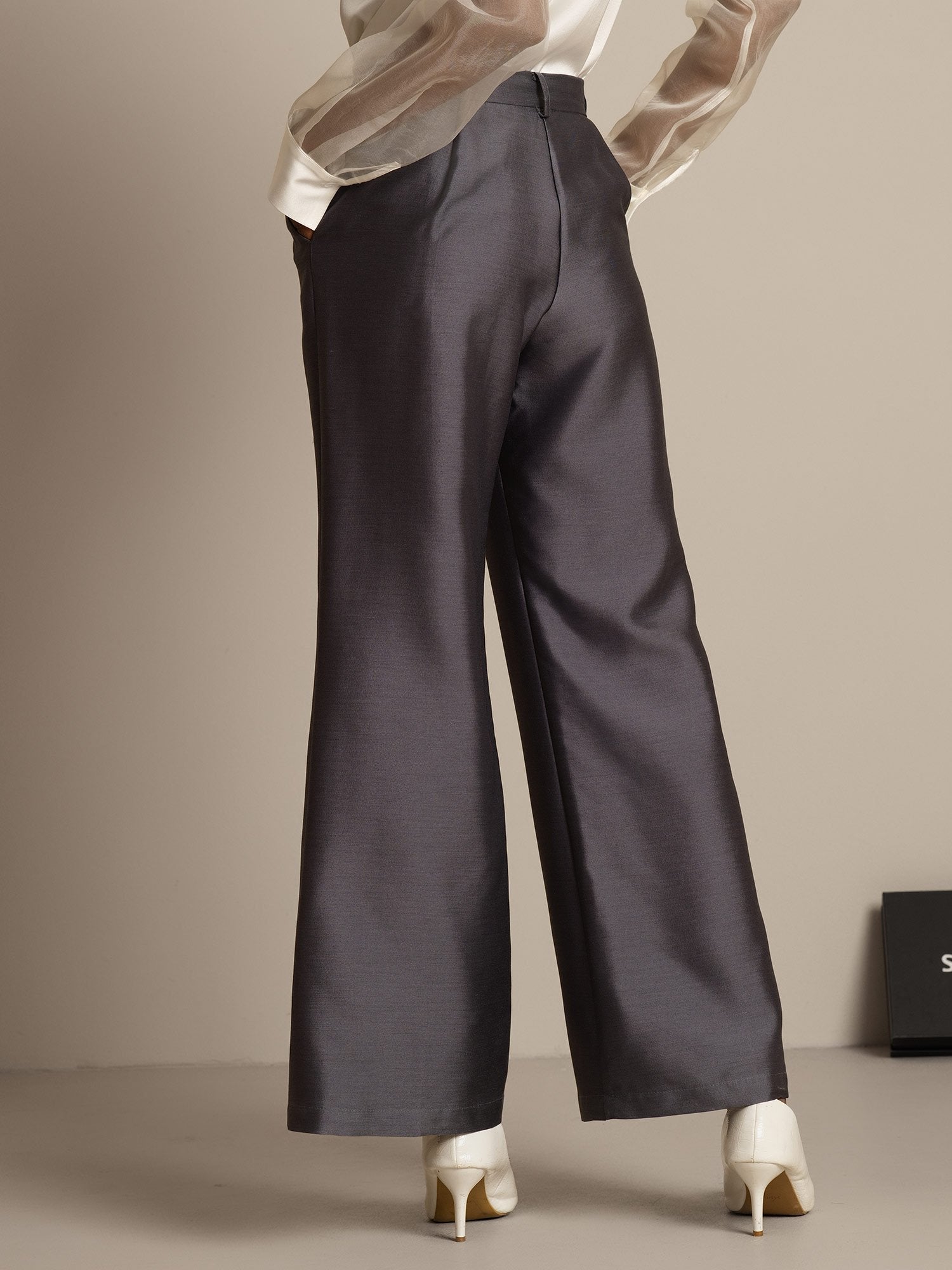 [Grå] SilkSilky-DK 32Momme Silke Womens Pants 002,