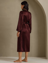 [Brun] SilkSilky-DK Long Sleeve Dame Morgenkåbe 002