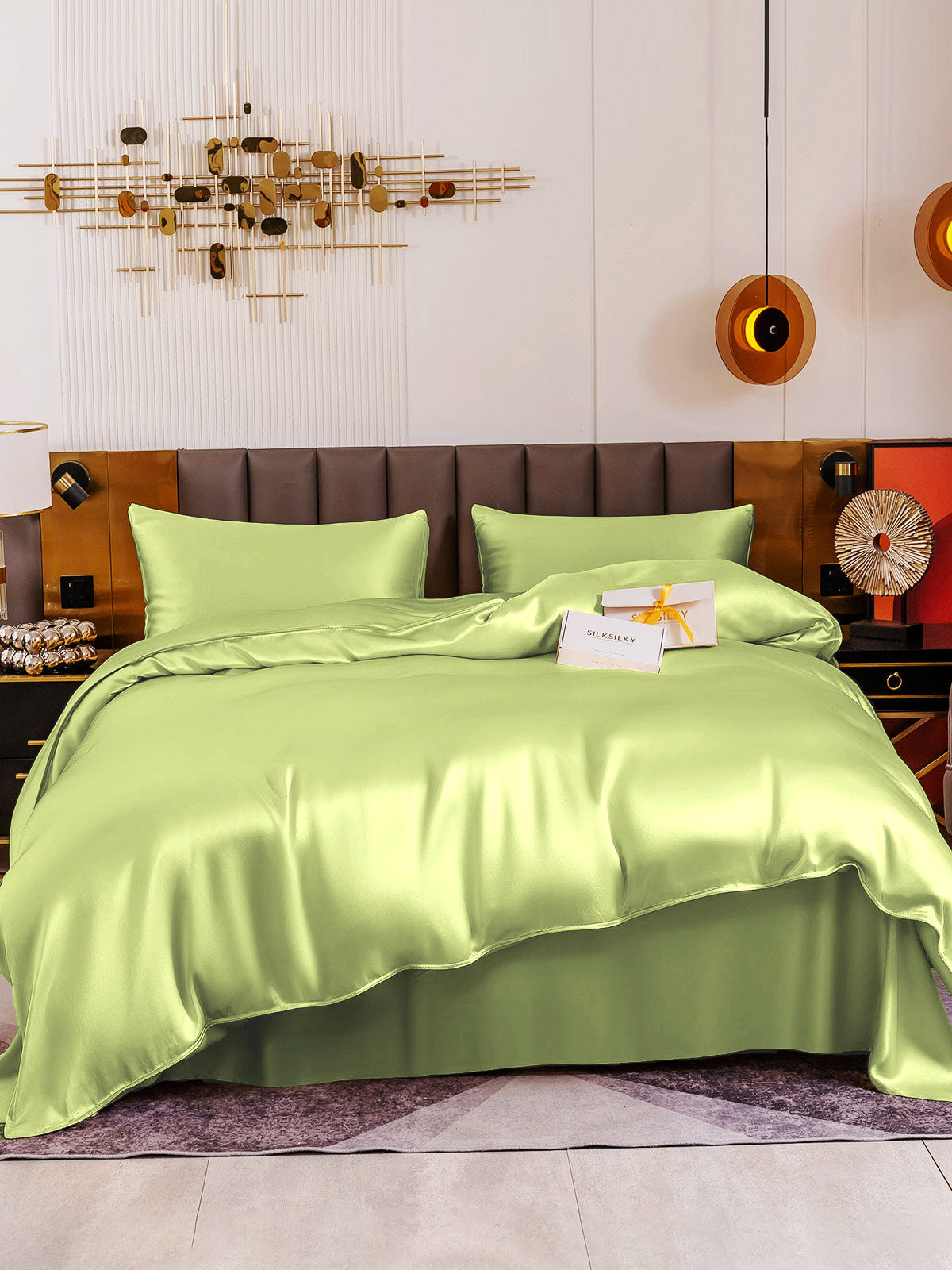 [Mintgrøn] SilkSilky-DK 19Momme Bedding Set 002