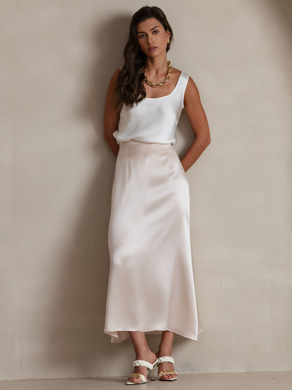 [Hvid] SilkSilky-DK 19Momme Silke Camisoles 007