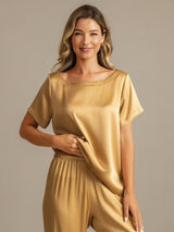 [Tan] SilkSilky-DK 19Momme Dame Pyjamas 006