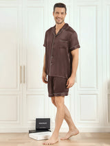 [Kaffe] SilkSilky-DK Short Sleeve Lapel Collar Pyjamas til Mænd 005