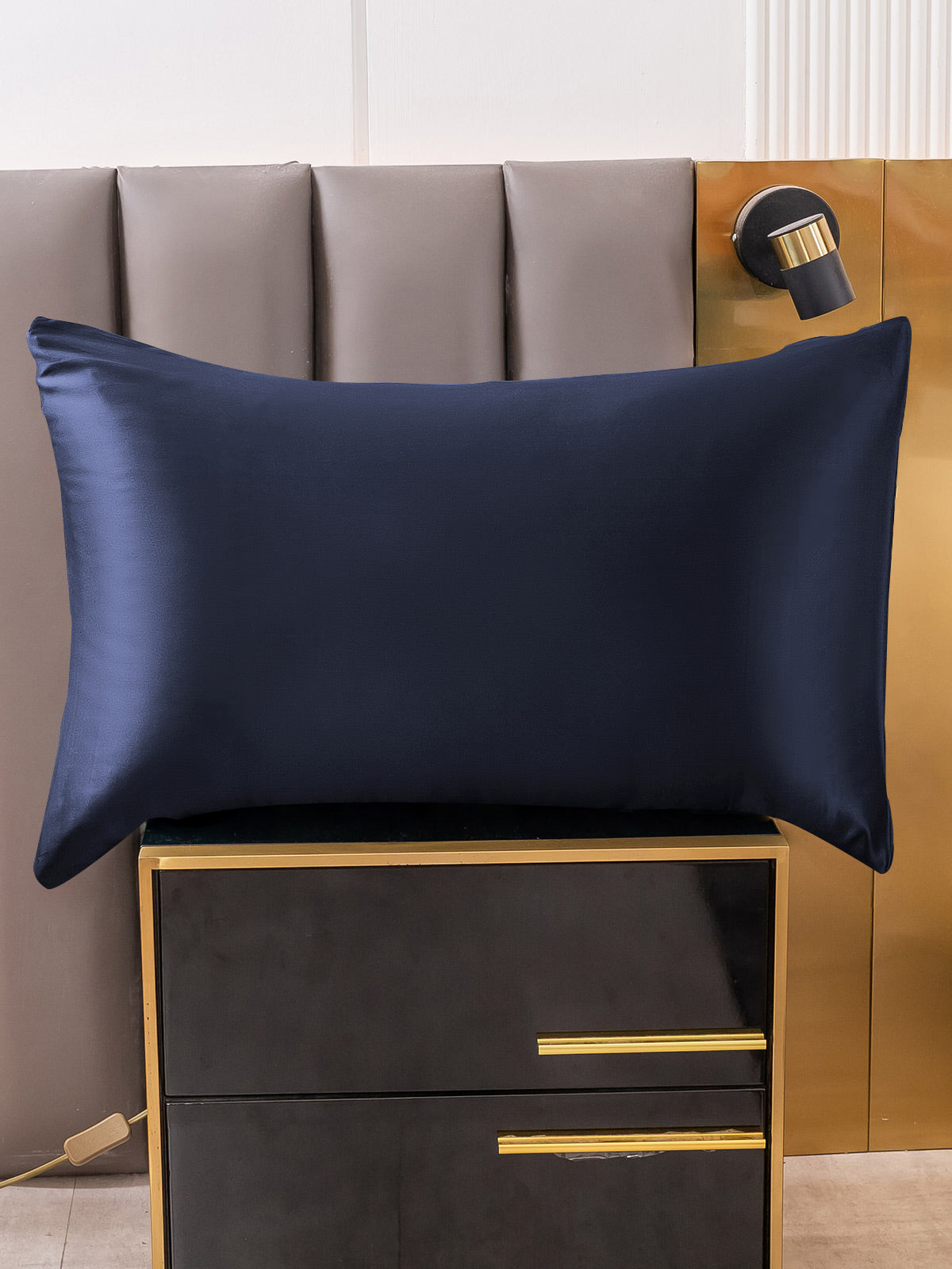 [Mørkeblå] SilkSilky-DK 19Momme Pillowcase 001
