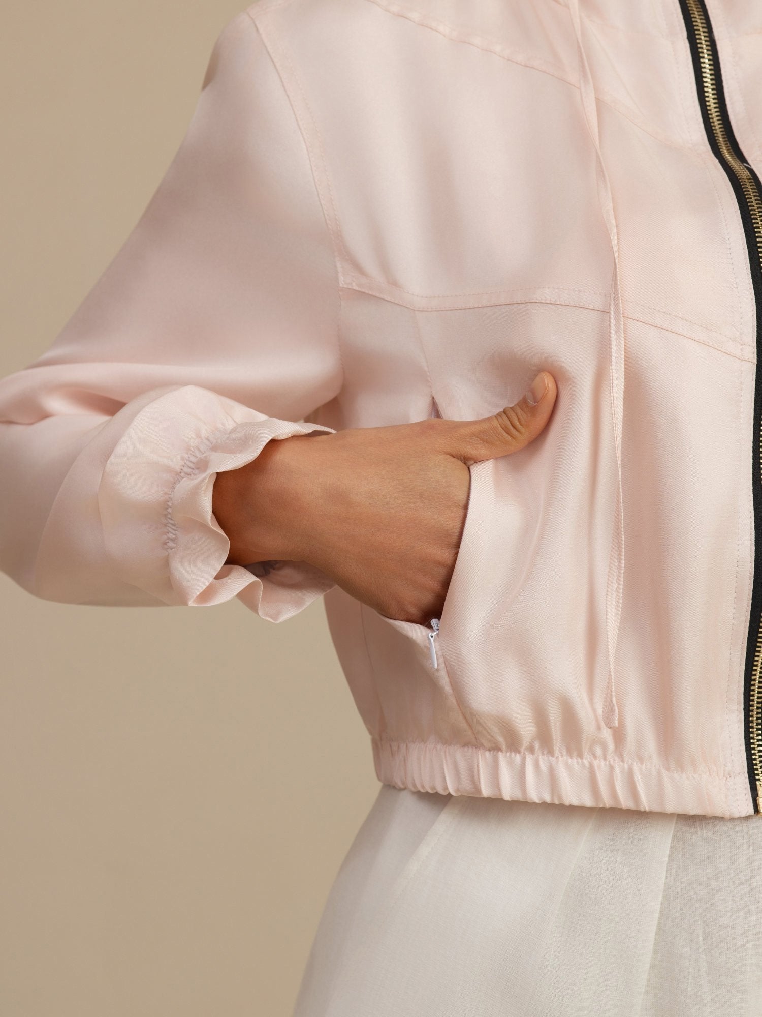 [Lyserød] SilkSilky-DK 18Momme Langærmet Høj Hals Overtøj til Kvinder 008