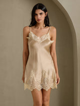 [Champagne] SilkSilky-DK Sleeveless V Neck Natkjole 003