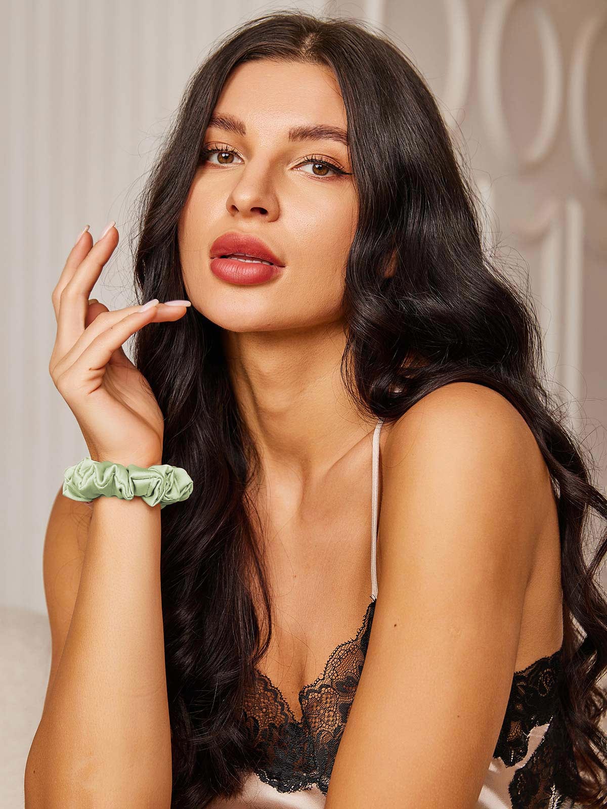 [Lysegrøn] SilkSilky-DK Scrunchie 003,