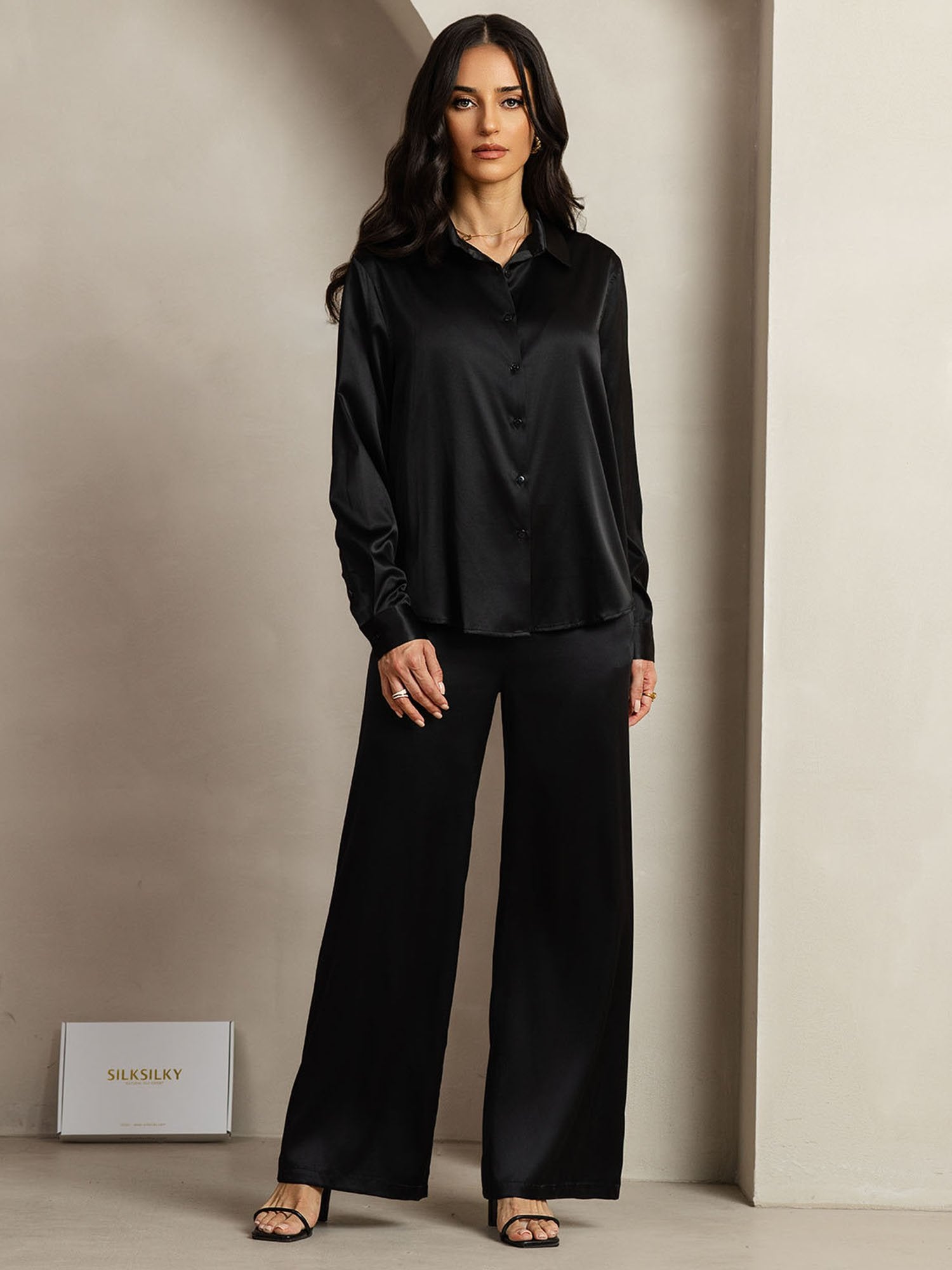 [Sort] SilkSilky-DK 19Momme Silke Lapel Collar Women''s Outfit Sets 003
