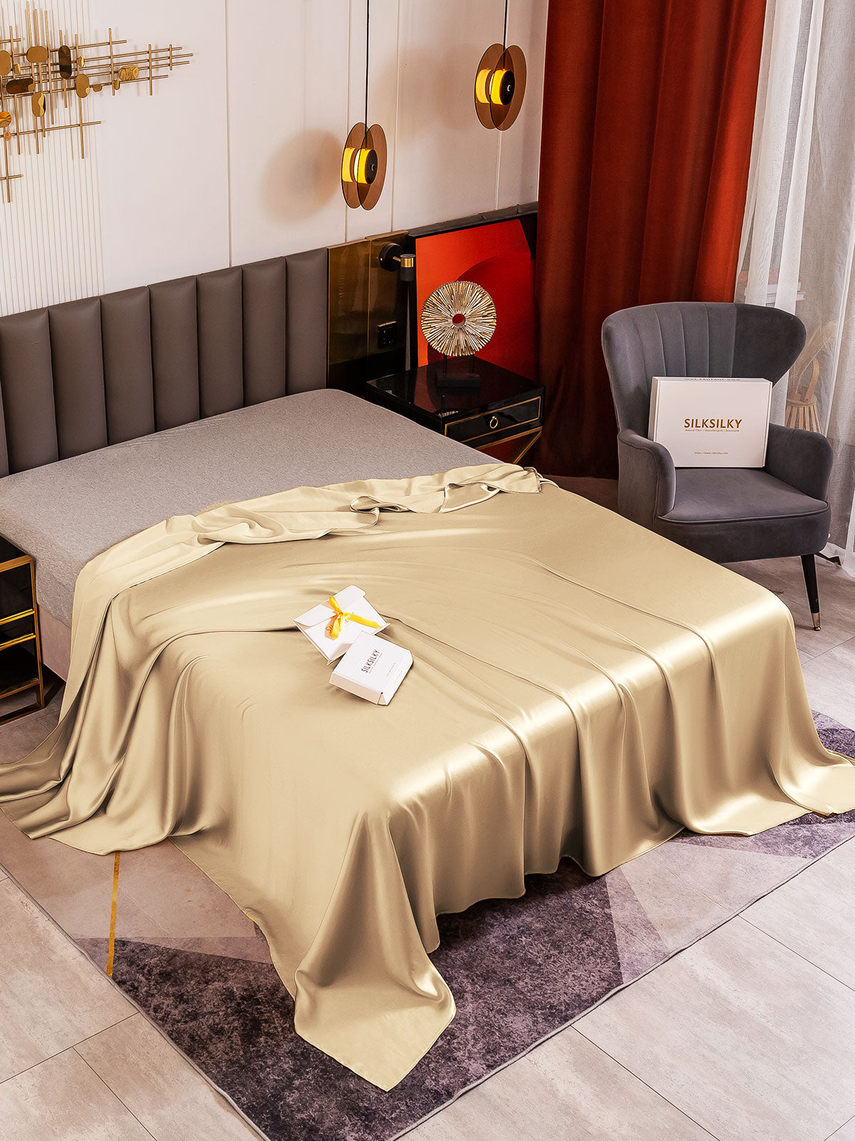 [Beige] SilkSilky-DK 19Momme Sheet 001