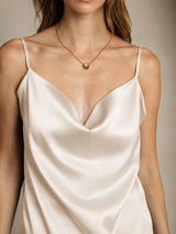 [Beige] SilkSilky-DK Spaghetti Strap Cowl Neck Camisole Top 004