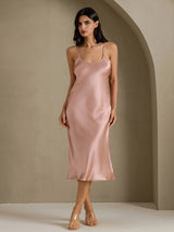 [Toscana] SilkSilky-DK Sleeveless V Neck Kjole 003