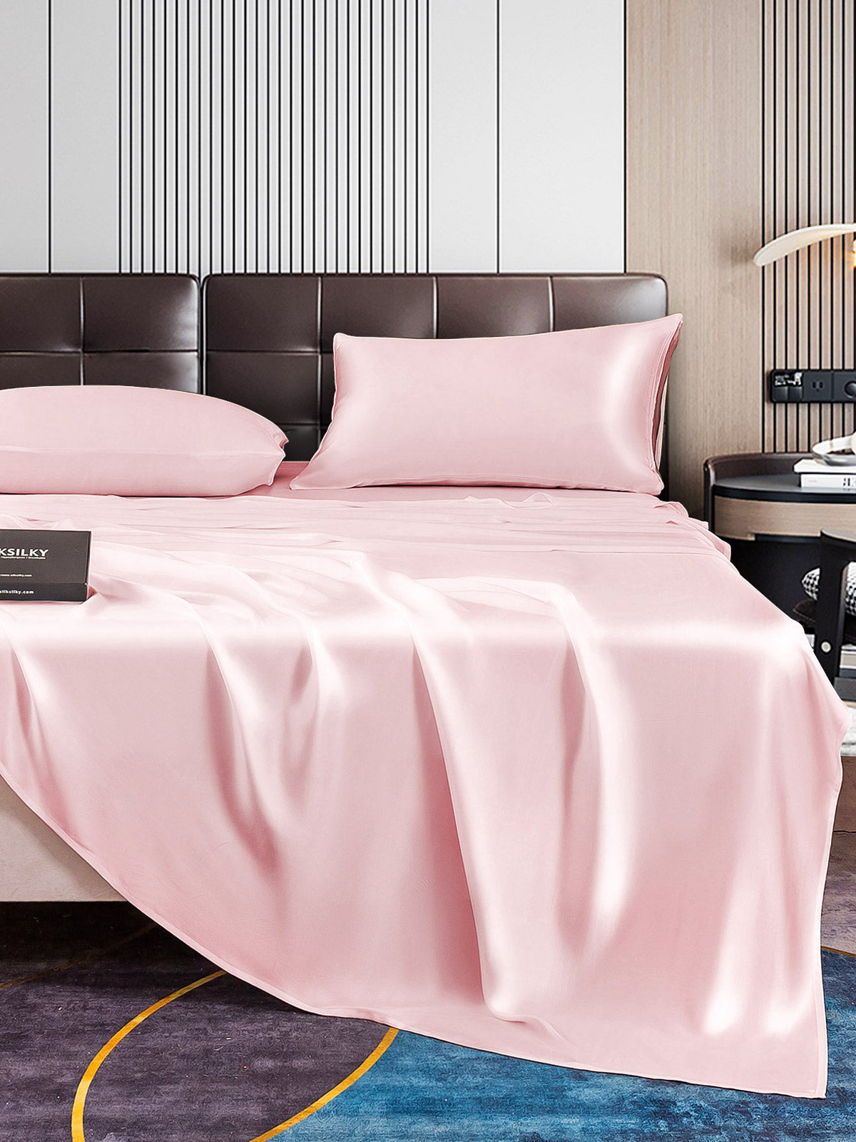 [Lyserød] SilkSilky-DK 22Momme Bedding Set 004