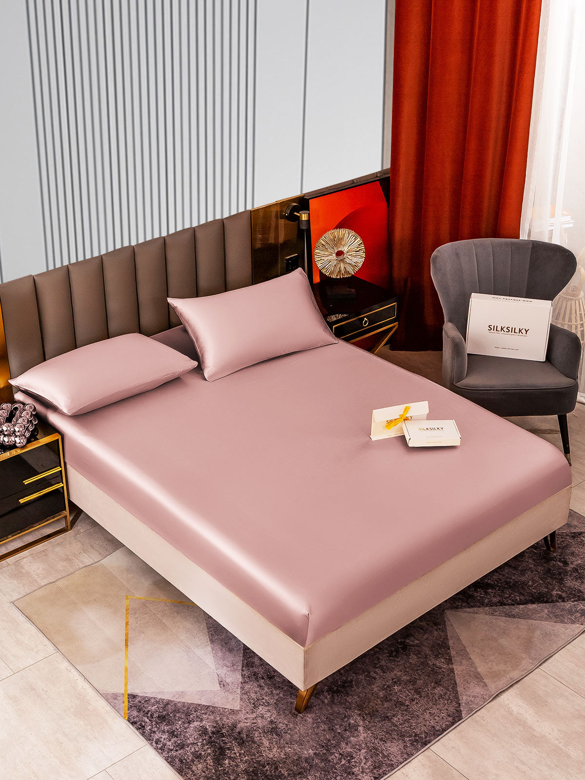 [Bleg Mauve] SilkSilky-DK 22Momme Bedding Set 002
