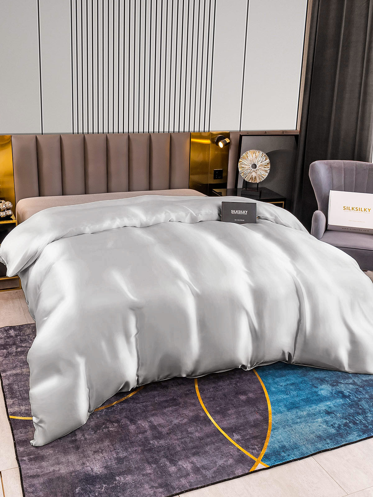 [Sølv] SilkSilky-DK 22Momme Duvet Cover 003
