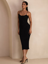 [Sort] SilkSilky-DK Square Neck Kjole 006