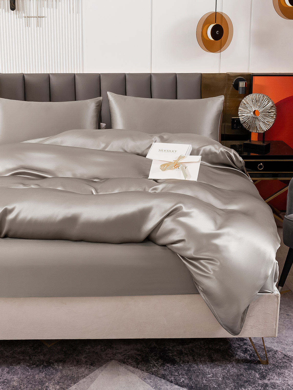 [Grå] SilkSilky-DK 19Momme Bedding Set 005