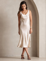 [Beige] SilkSilky-DK Sleeveless Kjole 001