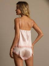 [Lys Pink] SilkSilky-DK Sleeveless V Neck Camisole Sæt 002