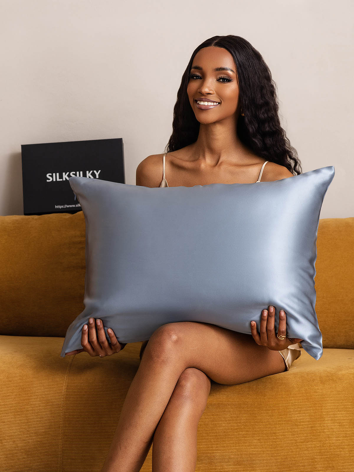 [Gråblå] SilkSilky-DK 22Momme Pillowcase 001