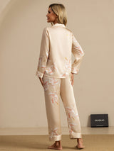 [Champagne] SilkSilky-DK 19Momme Langærmet Notchkrage Dame Pyjamas 002