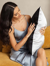 [Lysegrå+Hvid] SilkSilky-DK 22Momme Pillowcase 004