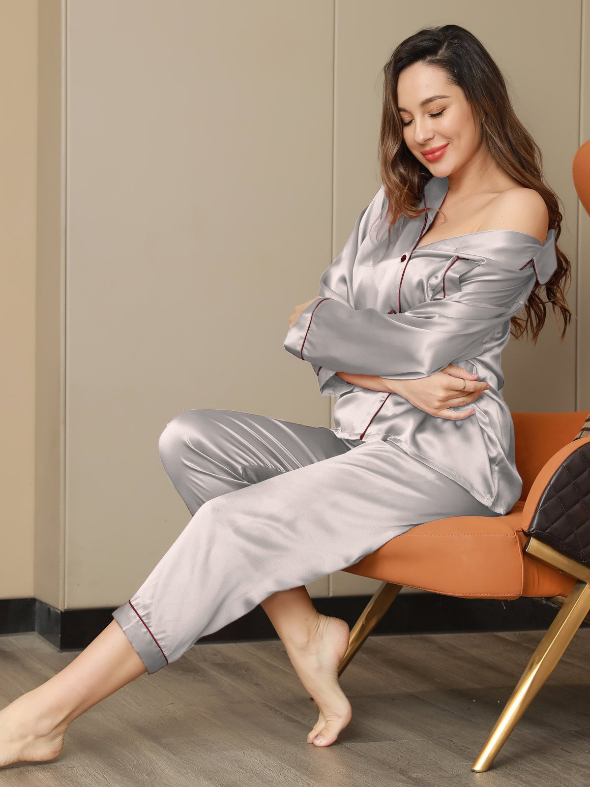 SilkSilky-DK Revers Dame Pyjamas Sølv 002