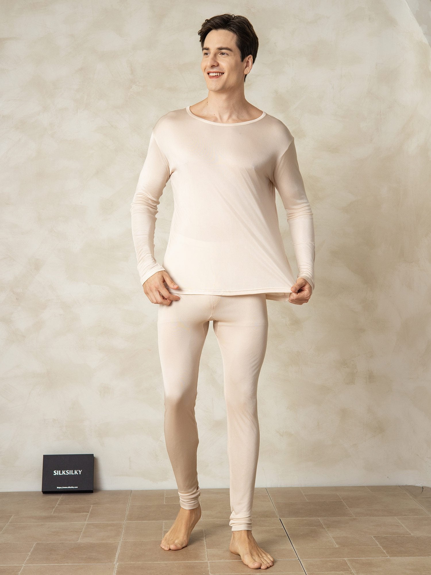 [Tan] SilkSilky-DK Silke Mens Pajamas 003