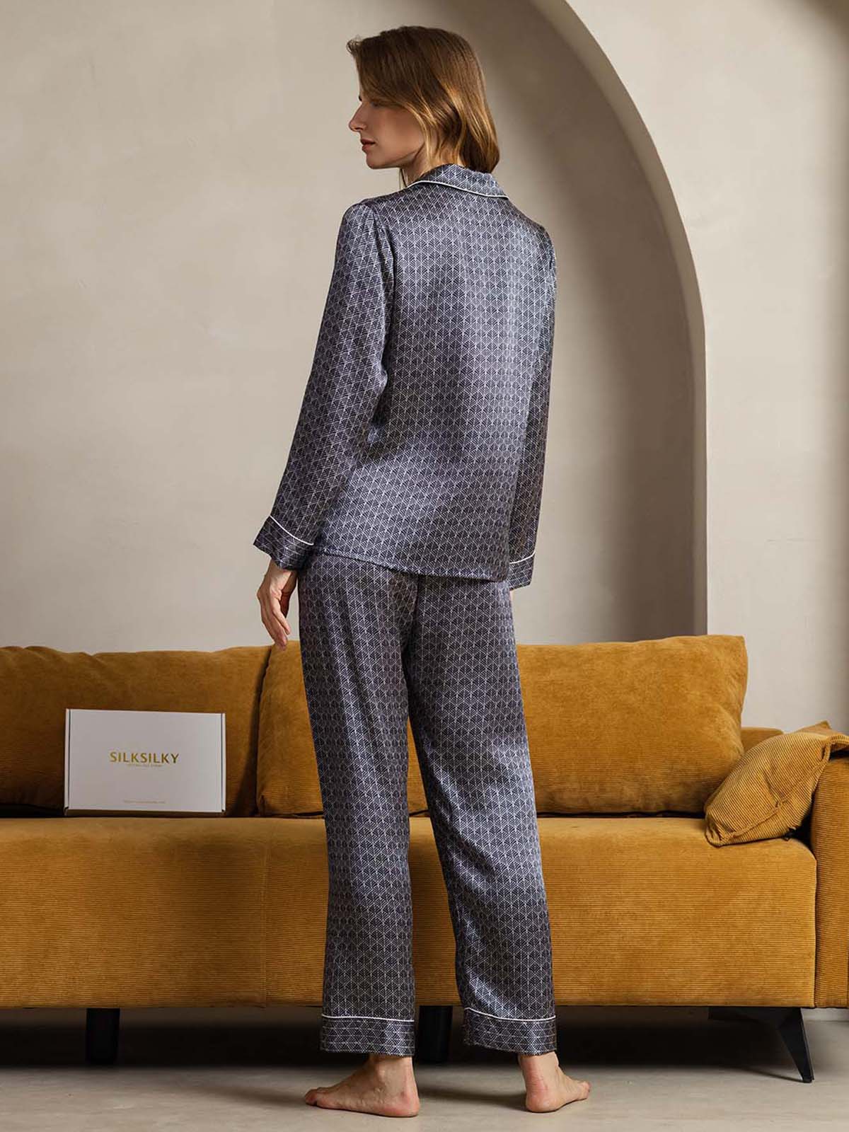 [Marine Ginkgo] SilkSilky-DK Womens Pajamas 002