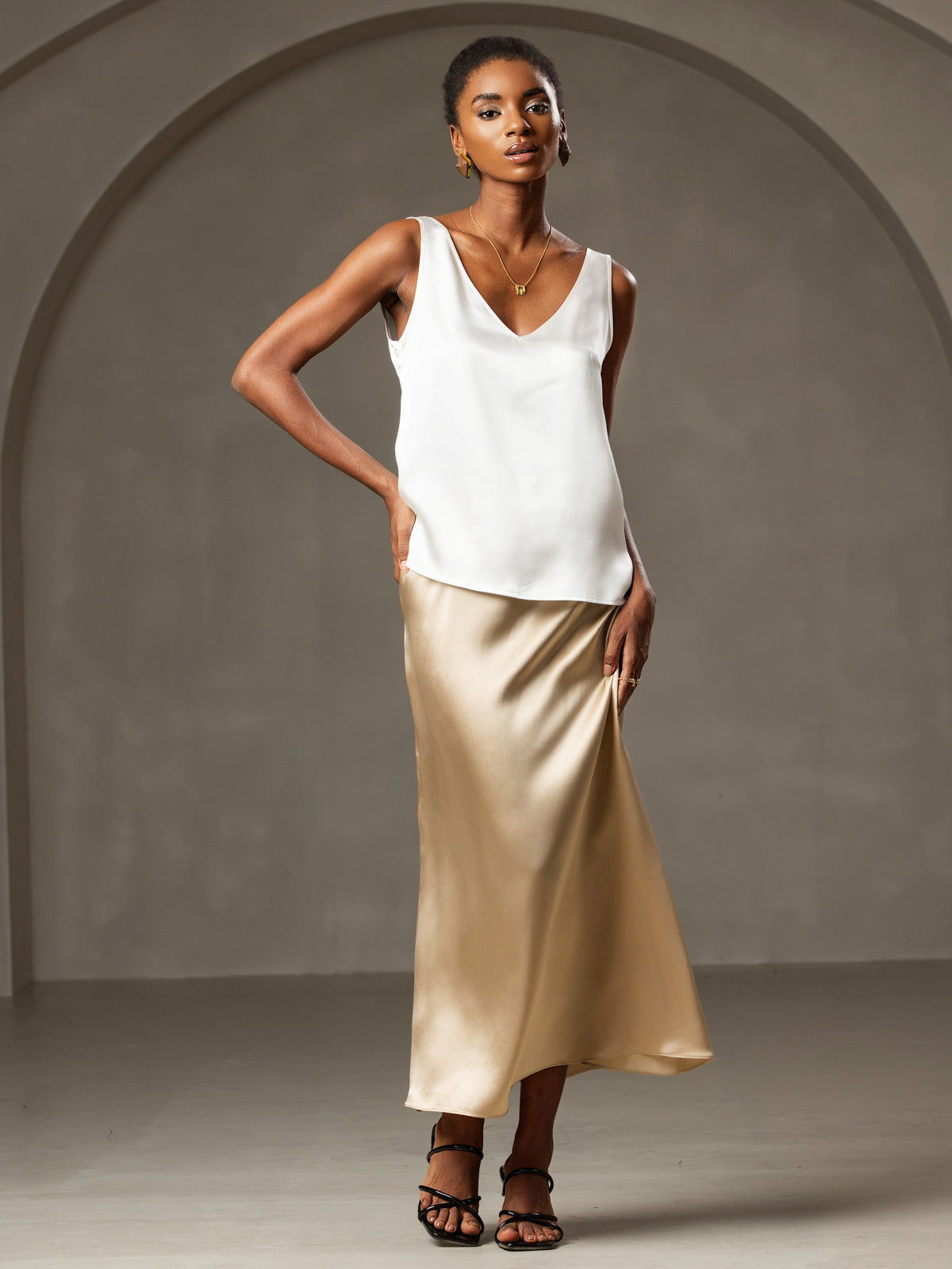 [Hvid] SilkSilky-DK 19Momme Silke Camisoles 002