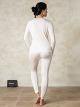 [Hvid] SilkSilky-DK Long Sleeve Round Neck Dame Lange Underbukser 002