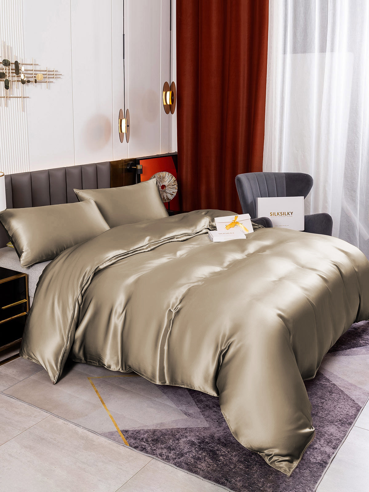 [Kaki] SilkSilky-DK 19Momme Bedding Set 004