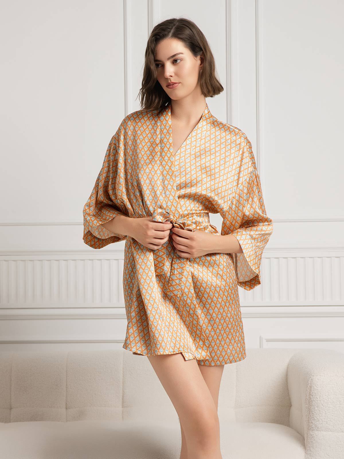 SilkSilky-DK Womens Robe Champagne 003