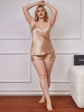 SilkSilky-DK Plus Size Camisole Set Champagne 006