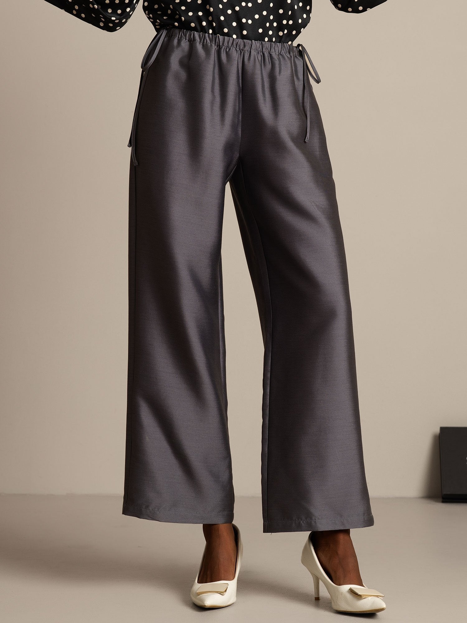 [Grå] SilkSilky-DK 32Momme Silke Womens Pants 005,