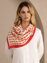 [Beige Kirsebær] SilkSilky-DK Scarf 005