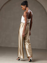 [Beige] SilkSilky-DK Spaghetti Strap V Neck Camisole Top 004