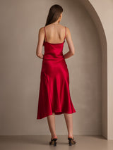 [Vin] SilkSilky-DK Spaghetti Rem Drapert halsutringning Kjole 002