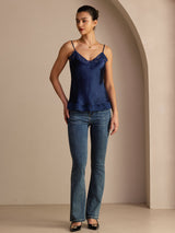 [Mørkeblå] SilkSilky-DK V Neck Camisole Top 006