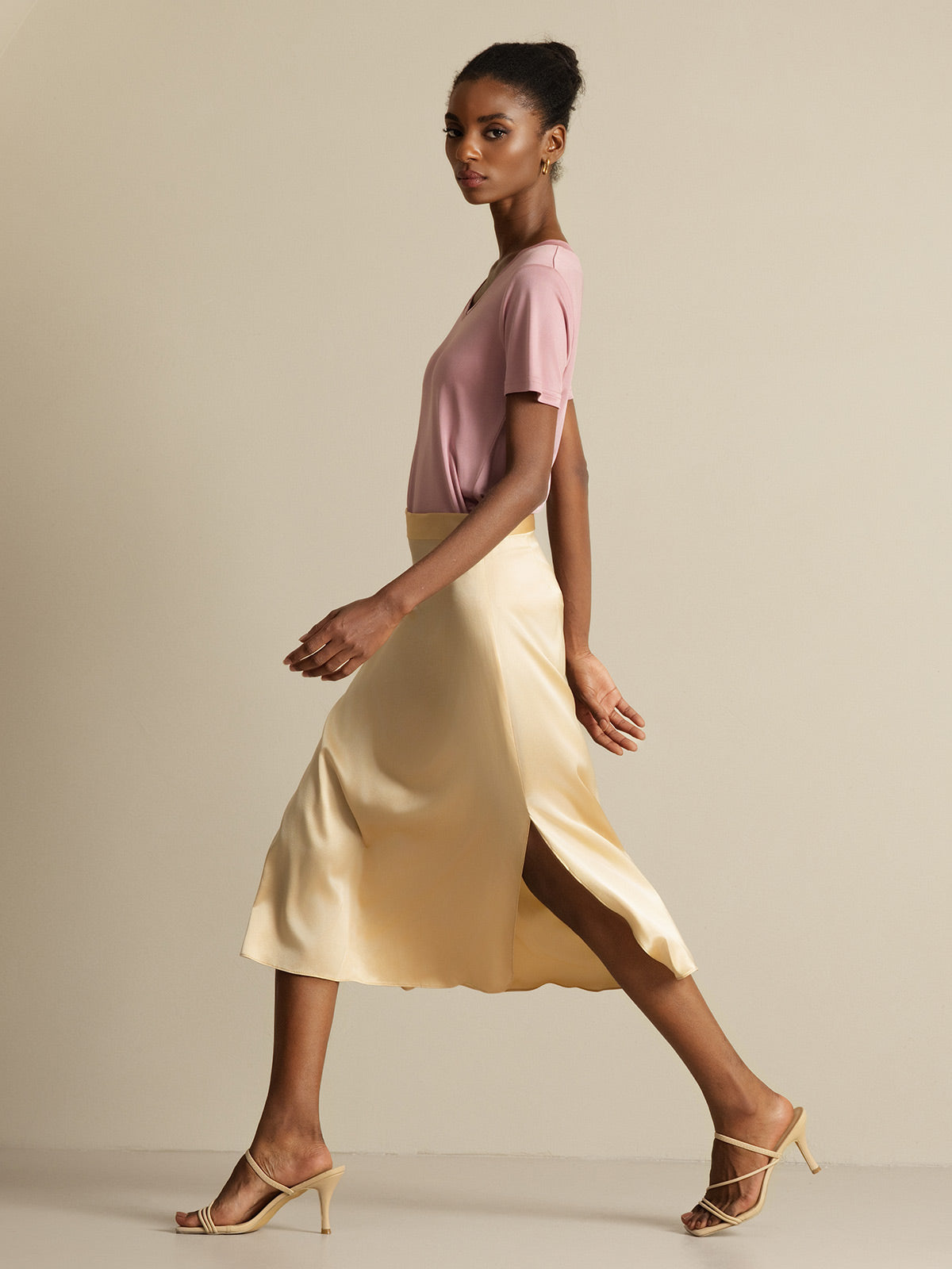 [Champagne] SilkSilky-DK 19Momme Silke Skirt 004