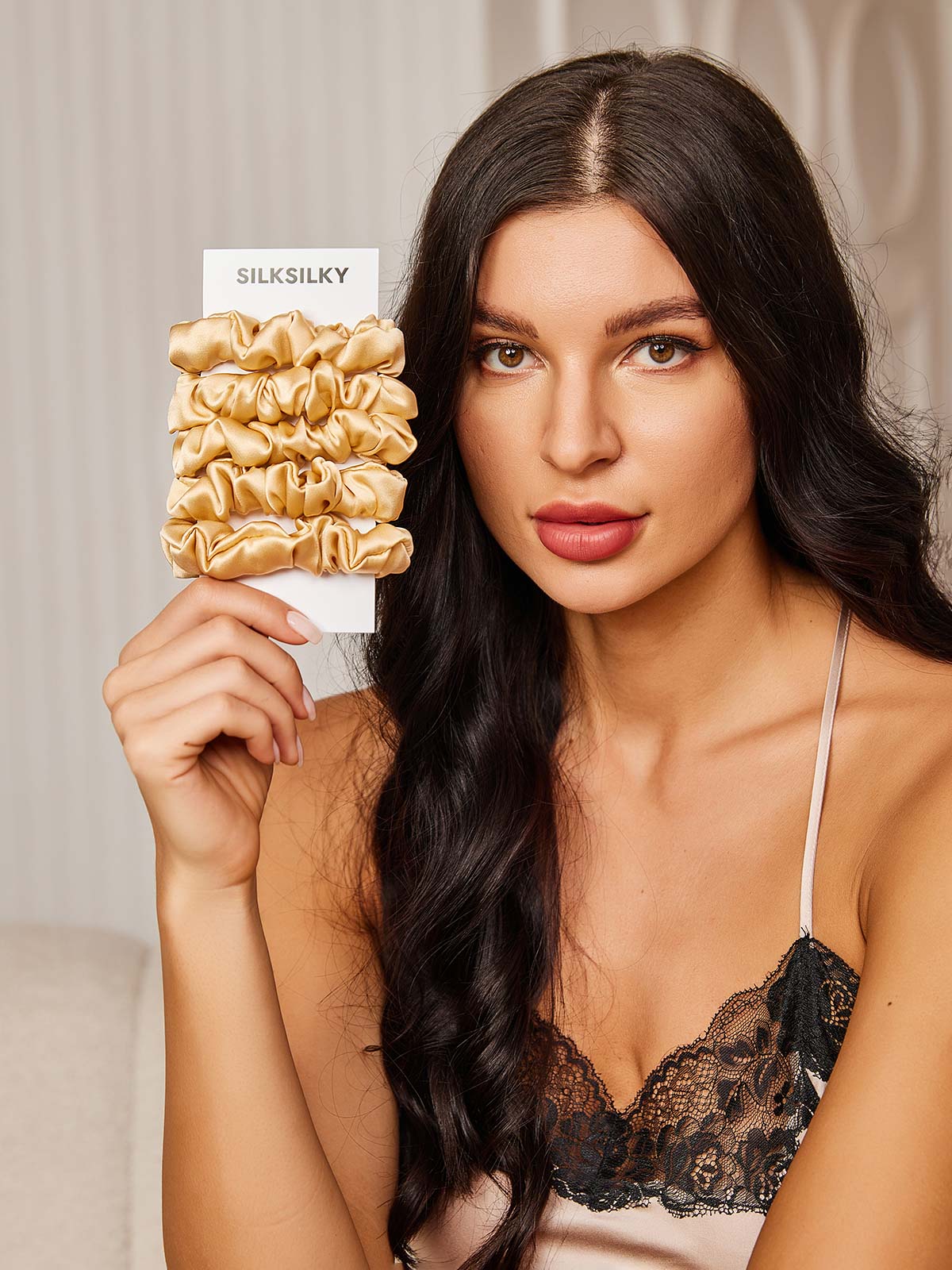 [Champagne] SilkSilky-DK 19Momme Scrunchie 001