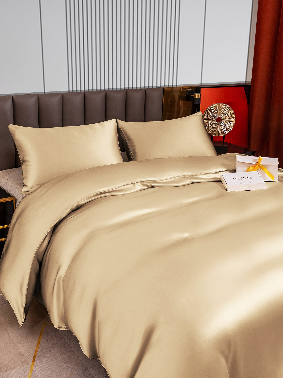 [Beige] SilkSilky-DK 22Momme Bedding Set 002