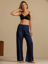 [Mørkeblå] SilkSilky-DK 19Momme Women's Sleep Pants 008