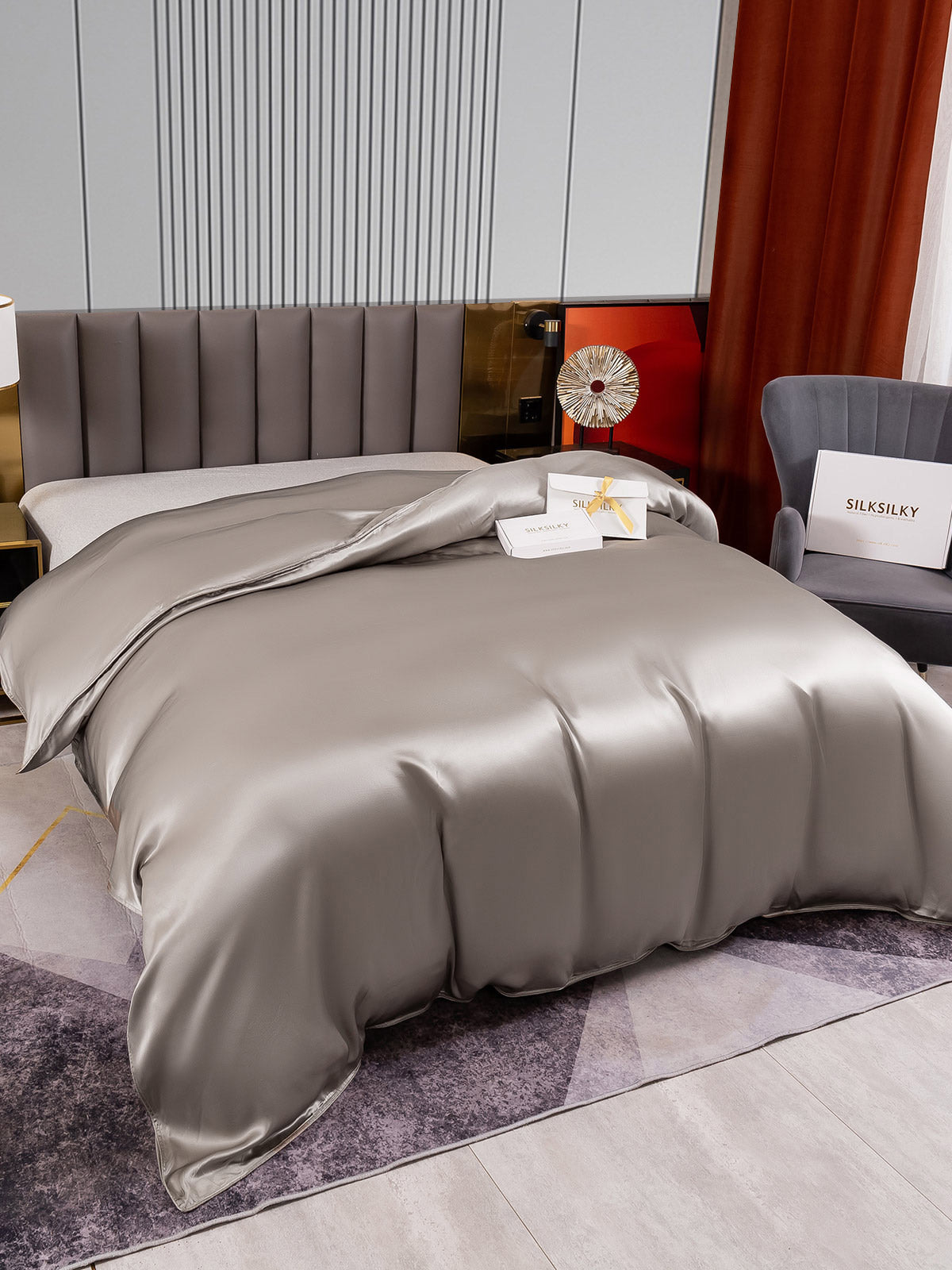 [Grå] SilkSilky-DK 22Momme Duvet Cover 003